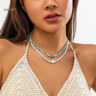 Julyhot 1 Bộ Vintage Phong Cách Bohemian Màu Sắc Hỗn Hợp Hạt Nhỏ Hạt Sao Biển Mặt Dây Chuyền Vòng Cổ Bộ Dành Cho Nữ Thời Trang Đi Biển Choker Xương Đòn Dây Chuyền Trang Sức Massivedeals
