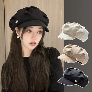 Siyuyan Mũ Nồi Đám Mây Hàn Quốc Thời Trang Xếp Ly Mũ Hình Bát Giác Vintage Màu Trơn Đạt Đỉnh Mũ Mùa Xuân Thu Mũ Nồi Chống Gió VN