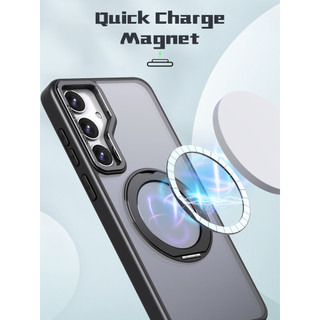Ốp điện thoại cứng có giá đỡ từ tính mạnh mẽ cho Samsung S25 S24 S23 S22 Ultra Plus FE Đế sạc không dây xoay có thể xoay theo mọi hướng Vỏ điện thoại