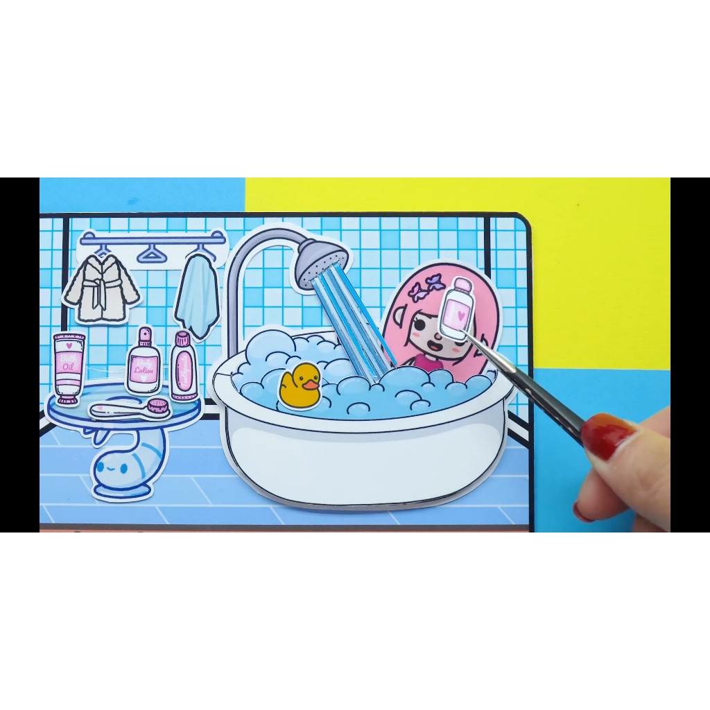 Đồ chơi giấy ngồi nhà búp bê bằng giấy tocaboca life Pink Castle Quiet Book thủ công DIY cho bé gái