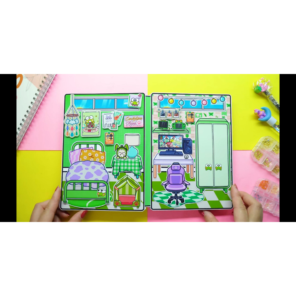 Ngôi nhà của bé Keroppi Green House In Quiet Book ngôi nhà giáy dồ chơi búp bê cho bé gái cô tiên xanh