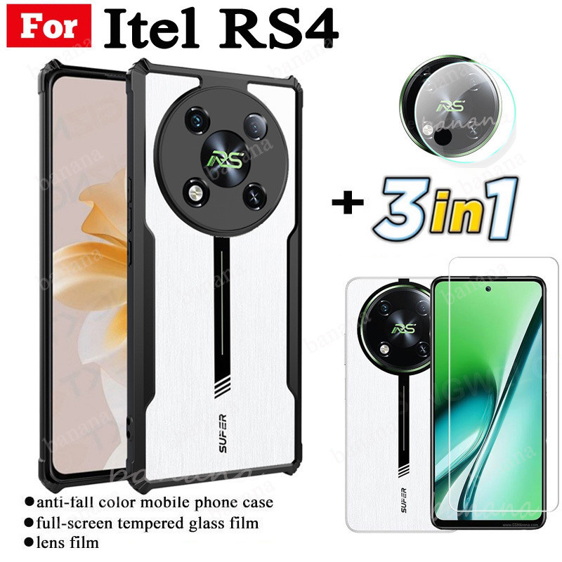 Ốp Điện Thoại Di Động Chống Rơi Itel RS4 Cho Itel R S4 S24 S23 A50 A70 P55 Phim Kính Cường Lực + Phim Ống Kính