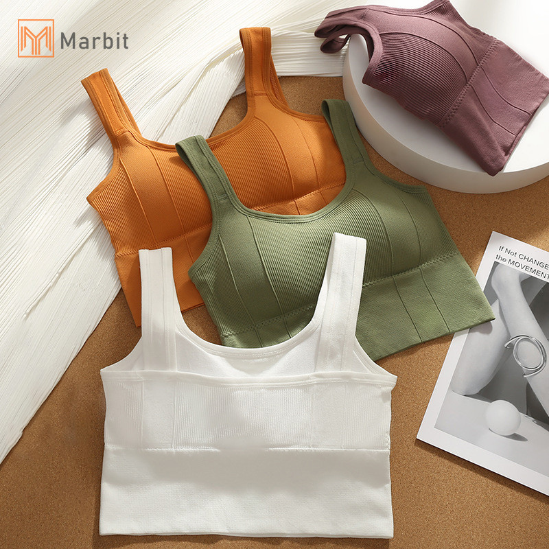 Marbit Nữ Yoga Thể Thao Áo Ngực Thể Dục Liền Mạch Brassiere Hình Chữ U Sâu Hình Lưng Ống Top Không Có Vòng Thép Áo Ngực Phù Hợp Mới