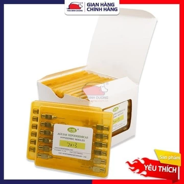 Kim tiêm inox vỉ vàng 12 kim dùng tiêm chích cho heo, bò, gà, gia súc, gia cầm