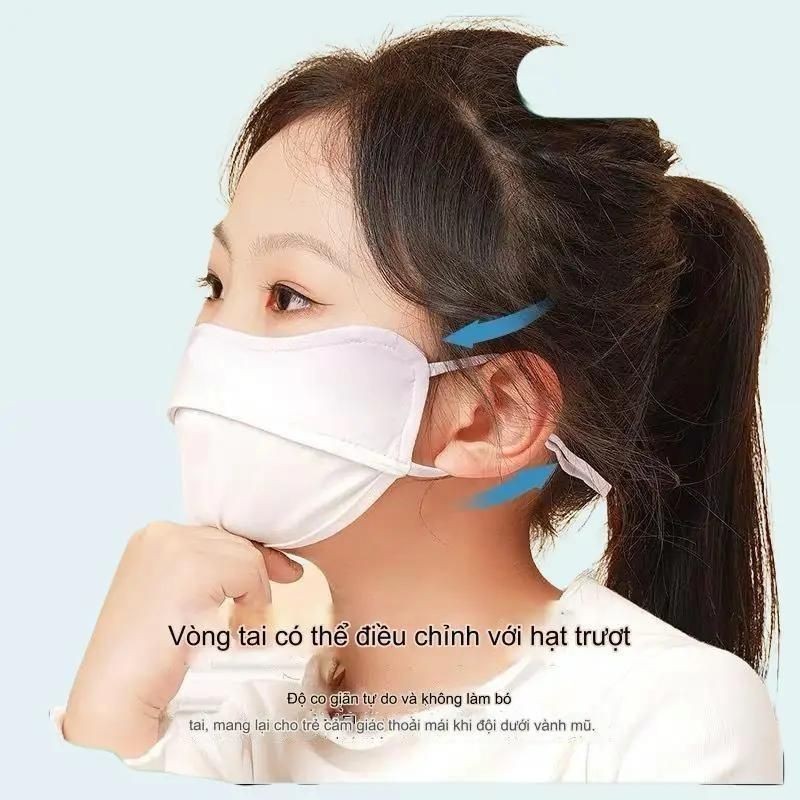 Khẩu trang vải cho bé, khẩu trang chống tia UV cho bé che gò má UPF50 dây có thể điều chỉnh