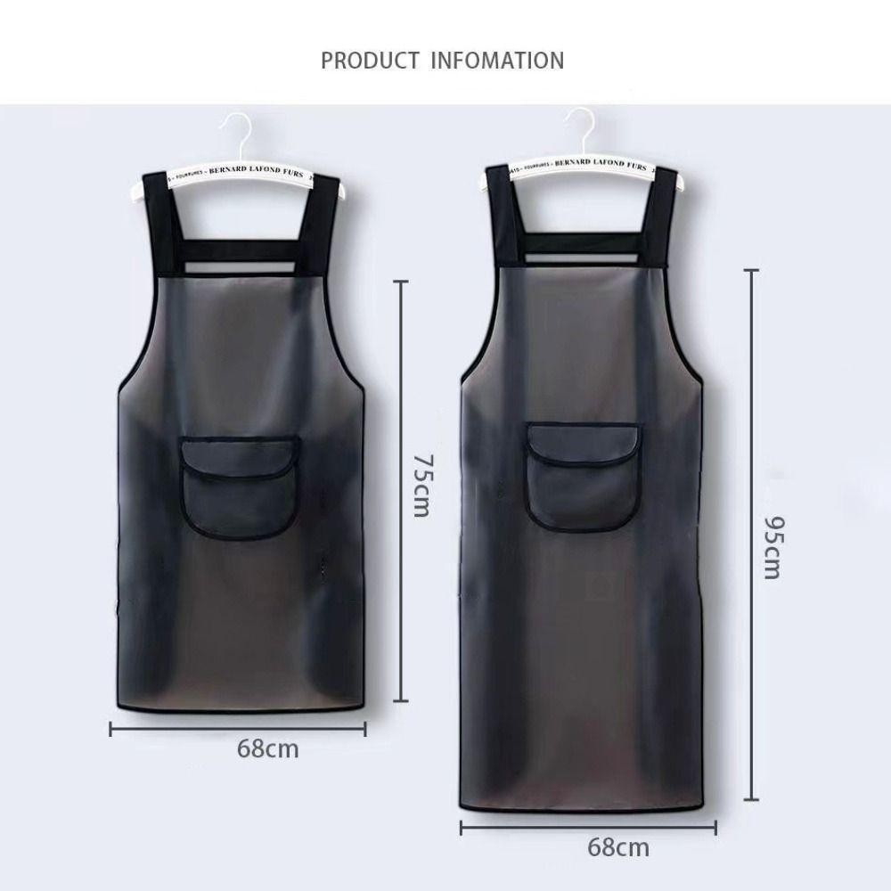 Tạp dề làm việc TOPTOOLCX, Tạp dề nhà bếp PVC màu đen trong suốt, Tạp dề làm sạch chống thấm nước chống bụi bẩn thời trang