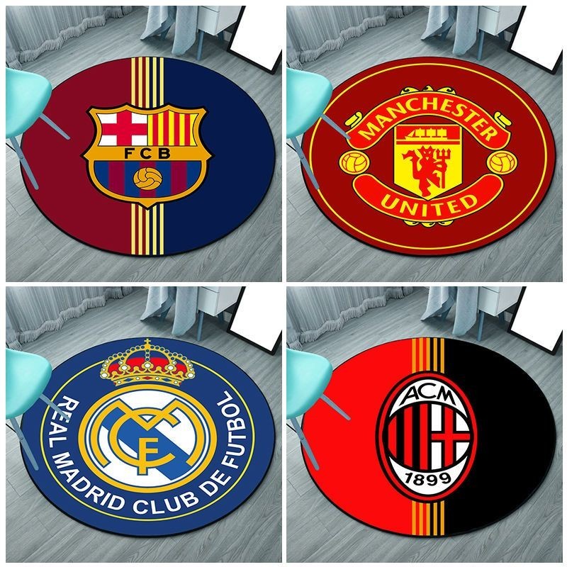 Manchester United Messi Cristiano Ronaldo World Cup Câu lạc bộ bóng đá Logo Biểu tượng Thảm nhà Phòng khách Phòng ngủ Thảm nhung Thảm trải sàn tròn cho người hâm mộ bóng đá