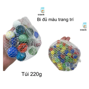 Sỏi Đủ Màu Dạng Bi Trang Trí Bể Cá Cảnh (Túi 220gram)
