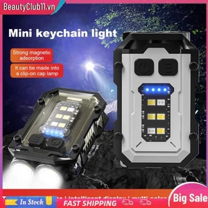 Đèn pin móc khóa Mini sạc USB Đèn kẹp mũ LED cho câu cá cắm trại