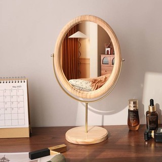 Gương trang điểm để bàn Mới Trung Quốc Retro Gỗ có thể xoay được