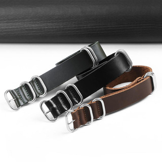 Vintage Mềm Nato Da Đồng Hồ Dây Đeo Top Lớp Da Bò Zulu Đồng Hồ Đa Năng Thay Thế Năm Nhẫn Dây Đeo Tay Cho Nam Nữ 18mm 20mm 22mm Vòng Tay Cổ Điển Retro