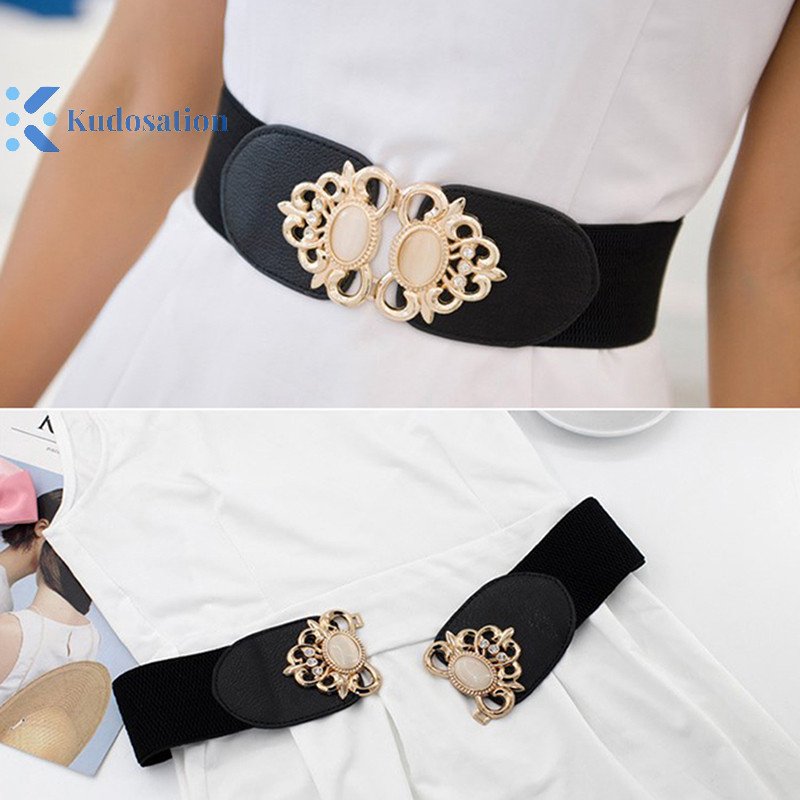 Kudosation Thời Trang Nữ Retro Co Giãn Co Giãn Đầm N Thắt Lưng Đầm Phụ Kiện