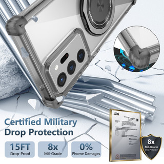 Dành cho Samsung Note 20 Ultra / S21 Ultra Ốp điện thoại trong suốt 360°Chân đế vòng từ tính xoay được Chống sốc Vỏ mỏng trong suốt