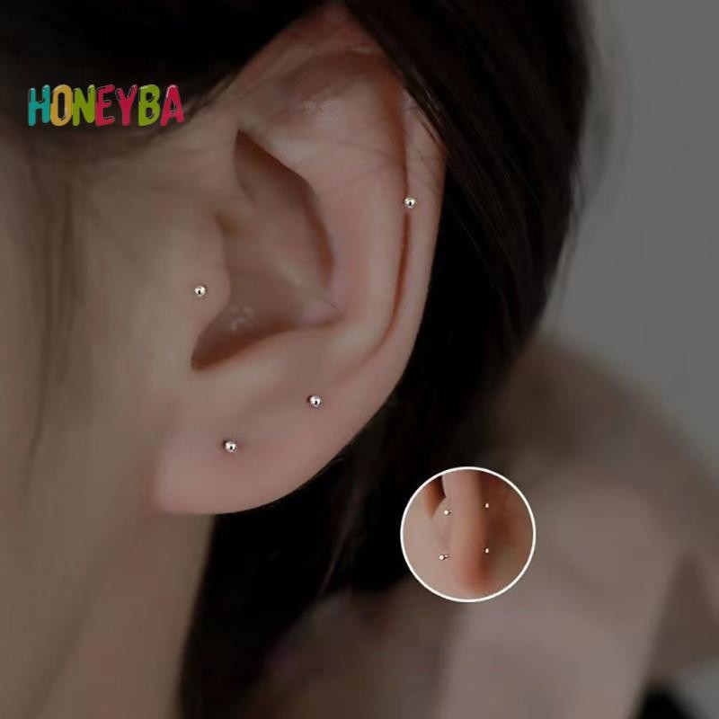 < Honeyba > 1 Đôi Bông Tai Zircon Hợp Thời Trang Cho Nữ Bé Gái Hình Học Hàng Ngày Bông Tai Nhỏ Xương Tai Móng Tay Phụ Kiện Trang Sức