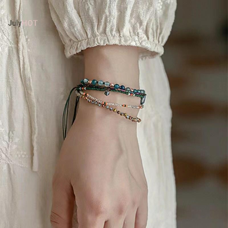 Bộ vòng tay hạt phong cách JULYHOT Boho với nhiều lớp màu sắc lớn