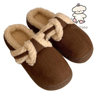 Xixitiao2024 Phong Cách Mới Thời Trang Phong Cách Retro Lông Cừu Birkenstock Giày Thu Đông Ấm Áp Trong Nhà Thoải Mái Đế Mềm Confinement Giày Cotton Nữ
