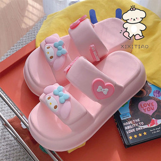 Xixitiao Sanrio Chính Hãng Co-Branded Dễ Thương Giai Điệu Giày Sandal Thời Trang Dép Nữ Mùa Hè Trong Nhà Ngoài Trời Đế Mềm Thoải Mái Flip-F