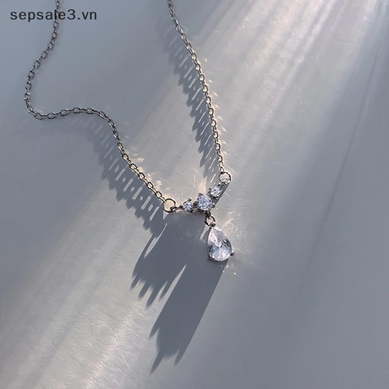 # Sepsale # Vòng cổ Zircon thời trang mới Vòng cổ mặt dây chuyền giọt nước pha lê Dây chuyền xương đòn Thiết kế đơn giản Trang sức kim cương giả nhỏ Tính khí Tiệc cưới Phụ kiện quà tặng đám cưới.