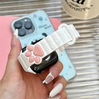Gentle and Cute Cat Claw Magnetic Silicone Strap for Apple Watch Ultra 46/44/40/49/45/41/42/38/45mm iWatch Series Ultra/10/9/8/7/6/5/4/3/2/1