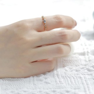 Nhẫn Đá Màu Xanh Topaz Giả  Nhẫn Nữ Mở Có Thể Điều Chỉnh Nhật Bản aget* Cùng Phong Cách Màu Mạ Vàng Đá Quý Nhẫn