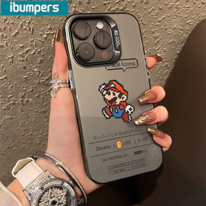 ibumpers Ốp Lưng IPhone Họa Tiết Mario Dễ Thương Ốp Điện Thoại IMD Cứng Trơn Chống Bẩn Chống Sốc Cho IPhone 16 15 14 12 13 11 Pro Max