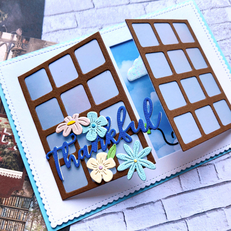 Cắt khuôn Cutting Dies Cửa sổ kim loại dập nổi Scrapbooking khắc mẫu