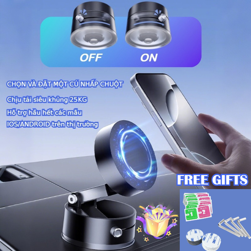 Giá Đỡ Điện Thoại Gấp Xoay 360°, Cốc Hút Chân Không Từ Tính Đa Năng Ổn Định Và Không Bị Trượt