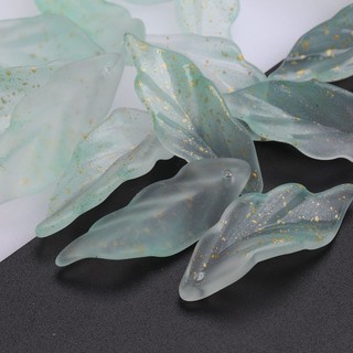20 Chiếc 12X34 Mm Cỏ Biển Lá Thủy Tinh Màu Lá Cánh Hoa diy Handmade Cổ Kẹp Tóc Chất Liệu Làm Phụ Kiện