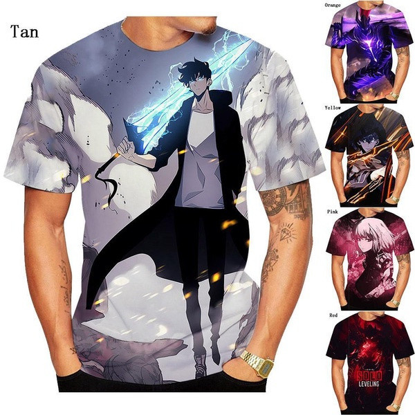 Giảm giá mới nhất áo phông anime mùa hè Solo Leveling in 3D áo phông thời trang nam/nữ mặc thời trang đường phố áo phông kích thước lớn S-5XL