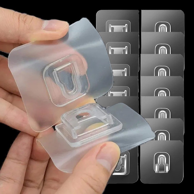 1 / 3 / 5 Cặp Móc Hai Mặt Tự Dính Trong Suốt Traceless Móc Treo Tường Cho Nhà Bếp Phòng Ngủ Cắm Ổ Cắm Giá Đỡ Lưu Trữ