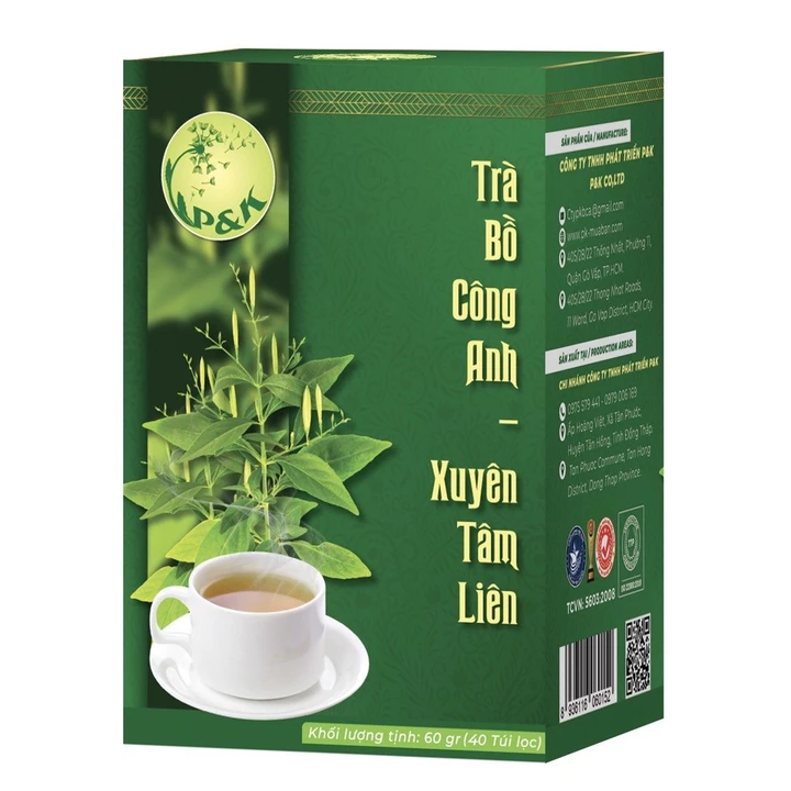 Trà Bồ Công Anh Xuyên Tâm Liên Thanh Lọc Cơ Thể - Hộp 40 túi lọc Cty P&K