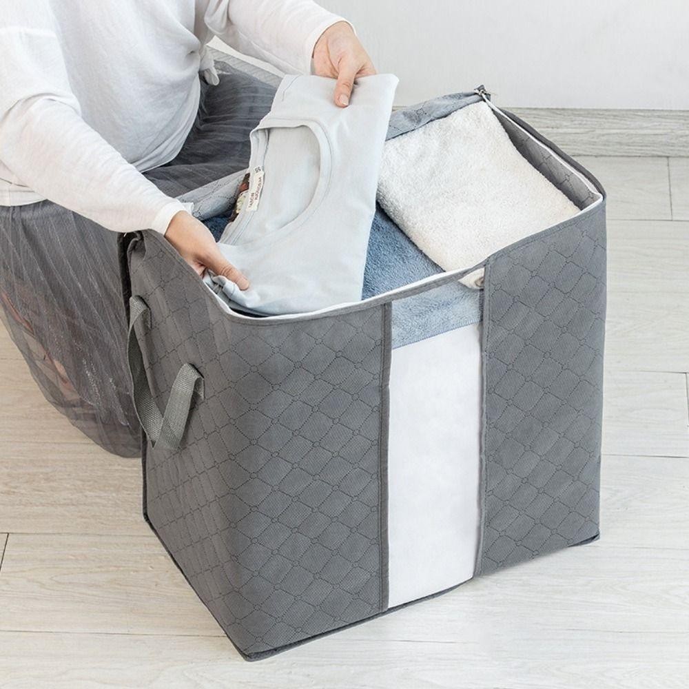 HOBBYIN Túi đựng quần áo HOBBYIN, có tay cầm nâng Túi đựng chăn có thể gập lại, Vải không dệt Công suất lớn Hộp đựng đồ Tủ quần áo phòng ngủ