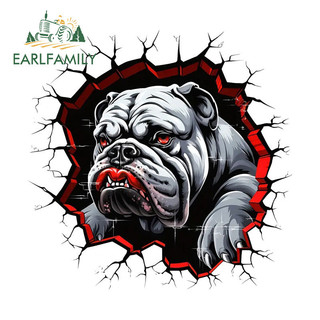 EARLFAMILY 13cm x 12.9cm Bulldog Xe Dán Hài Hước Tắc Xước Xe Tải Kính Chắn Gió Văn DIY Decal Chống Nắng Hoạt Hình In Tùy Chỉnh