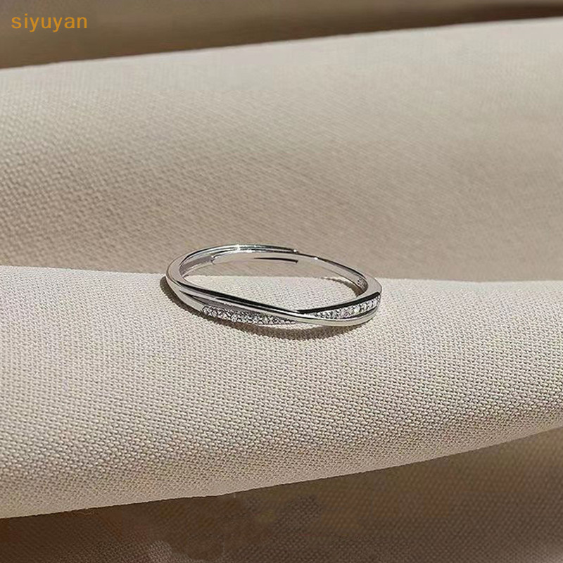 Siyuyan Ánh Sáng Thời Trang Dây Bạc Thiết Kế Chữ Thập Nhẫn Đơn Giản Mở Có Thể Điều Chỉnh Nhẫn Cưới Trang Sức VN
