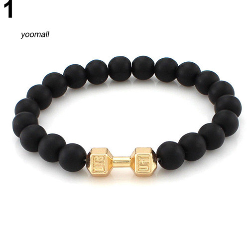 Yo / Unisex Thời Trang Đen Mờ Đá Quả Tạ Tập Gym Có Thể Điều Chỉnh Vòng Tay Punk