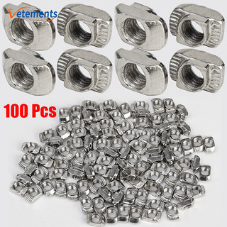 100 Cái / bộ Đa Năng Hình Chữ T Đường Trượt Đai Ốc Kết Nối M5 Vít Gắn Cố Định Thép Carbon Hạt Phụ Kiện