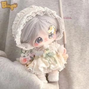 【Bingo】Búp bê cotton 20 cm có bộ xương, đồ chơi nhồi bông [có quần áo được chỉ định] búp bê mặc đồ dễ thương, tóc bạc, búp bê nhồi bông, quà tặng cho bé gái (0271)