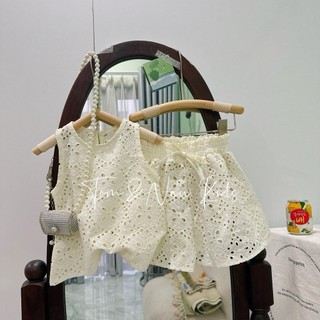 S21- Set áo phối quần ren hoa bé gái cực sang - Size 9-34Kg