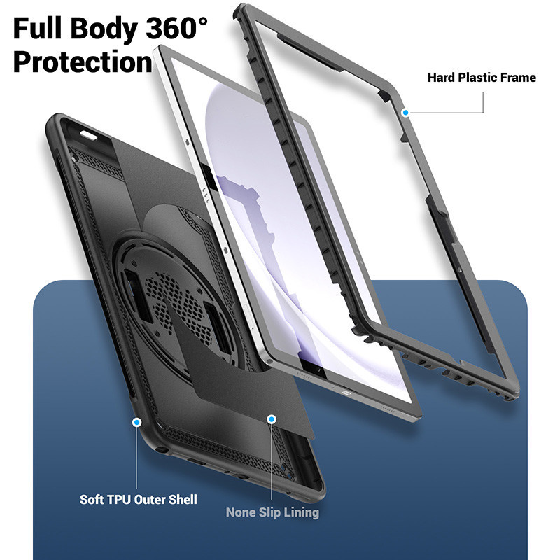 360° Ốp Lưng Xoay Tay Cho Samsung Tab A9 8.7inch X110 A9 + A9 Plus 11inch X210 Vỏ Máy Tính Bảng Chống Sốc Chắc Chắn