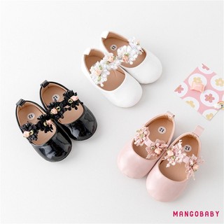 Mg-baby Girl Premium PU Flats Hoa Trẻ Sơ Sinh Giày Cũi Walker Đầu Tiên Cho Tiệc Lễ Hội Tắm Cho Bé