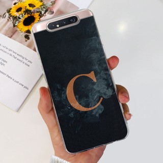 Dành Cho Samsung Galaxy Galaxy A80 A90 4G Thời Trang Hoa Sương Mù Chữ Cái Ban Đầu Vỏ Điện Thoại Samsung A80 A90 SM-A805F A8050 Silicon Mềm TPU