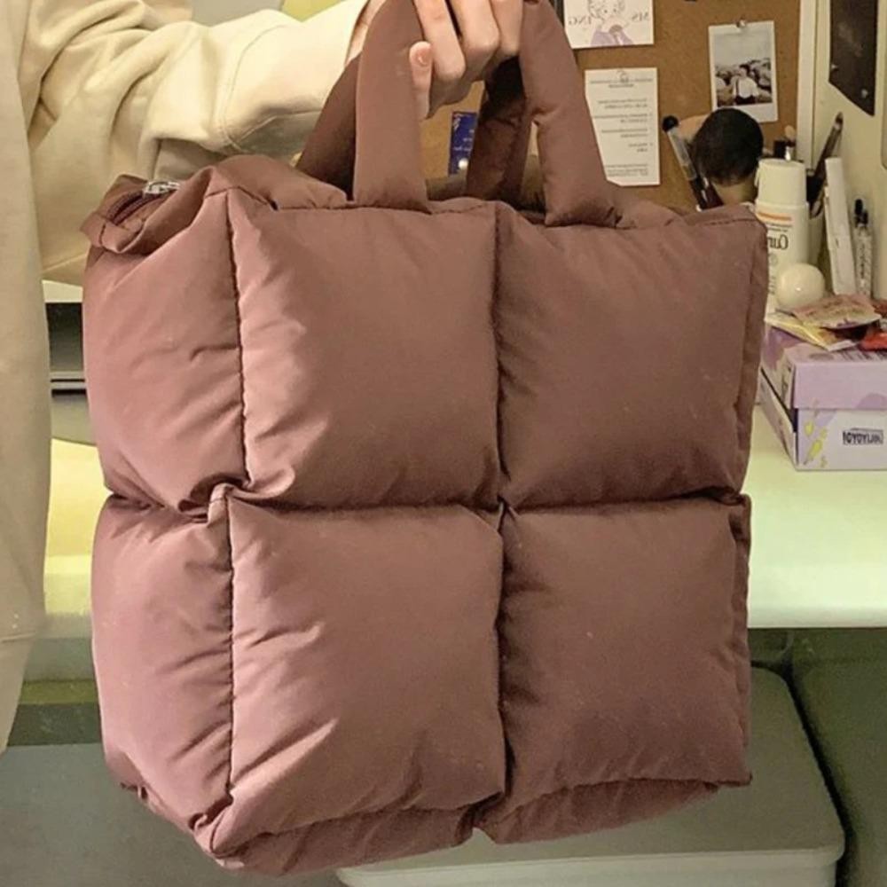 Túi đeo vai phồng GUSTAVA, Túi xách lông cừu bằng vải Nylon, có đệm mềm mại dung tích lớn không gian Cotton mua sắm
