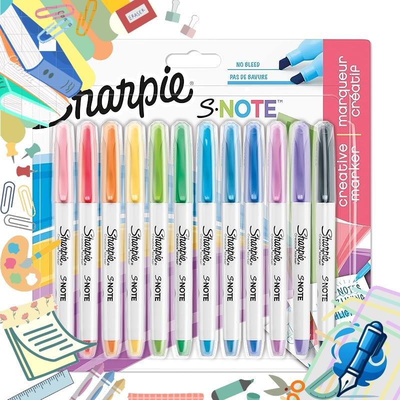 Japan Sharpie S Note Water-Based Marker 12 Color Set Angular Core Water ...