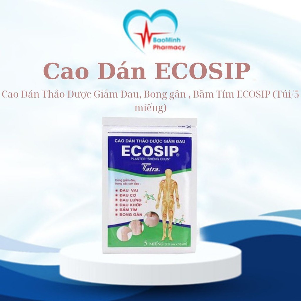 Cao Dán Thảo Dược ECOSIP / YAGUCHI Túi 5 Miếng Hỗ Trợ Giảm Đau Lưng ...