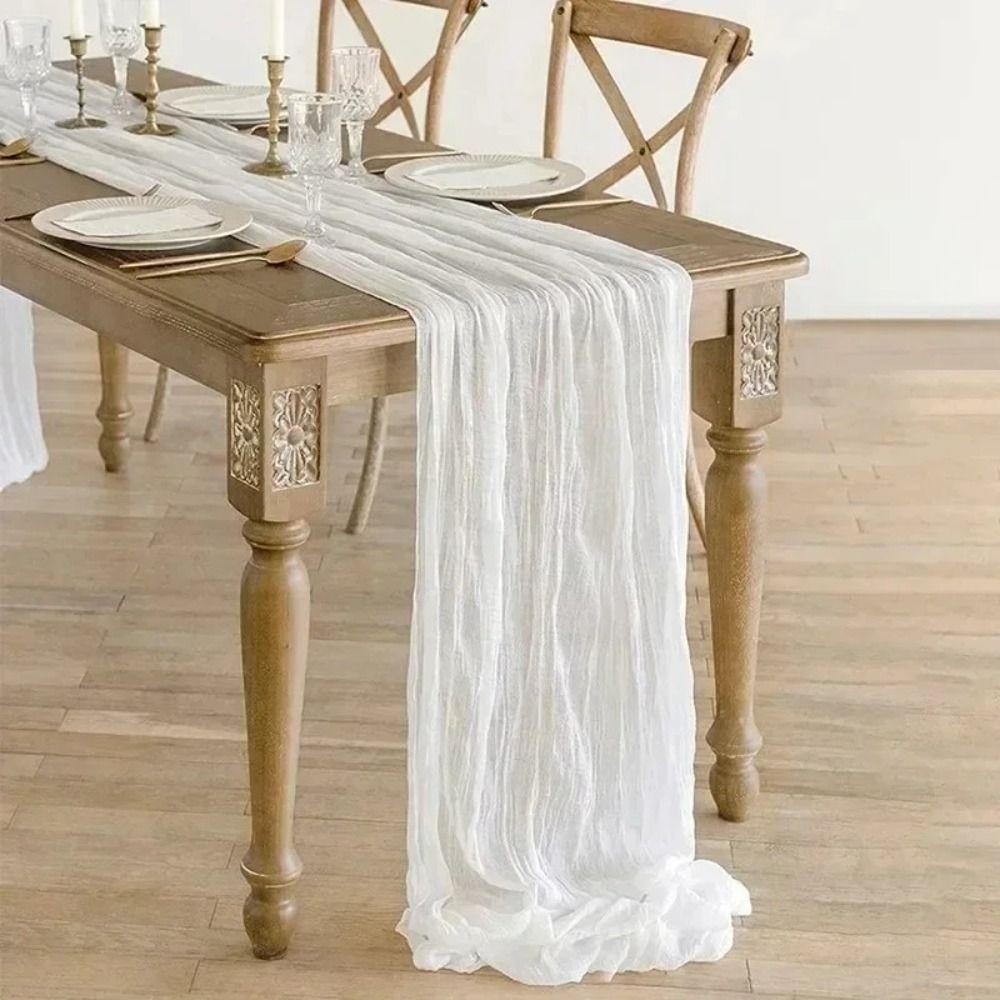 Khăn trải bàn Gạc JSJING, 90x180 / 300cm Boho Table Runners, Dài cổ điển bán trong suốt nhiều màu khăn phô mai đặt bàn tiệc cưới đi biển