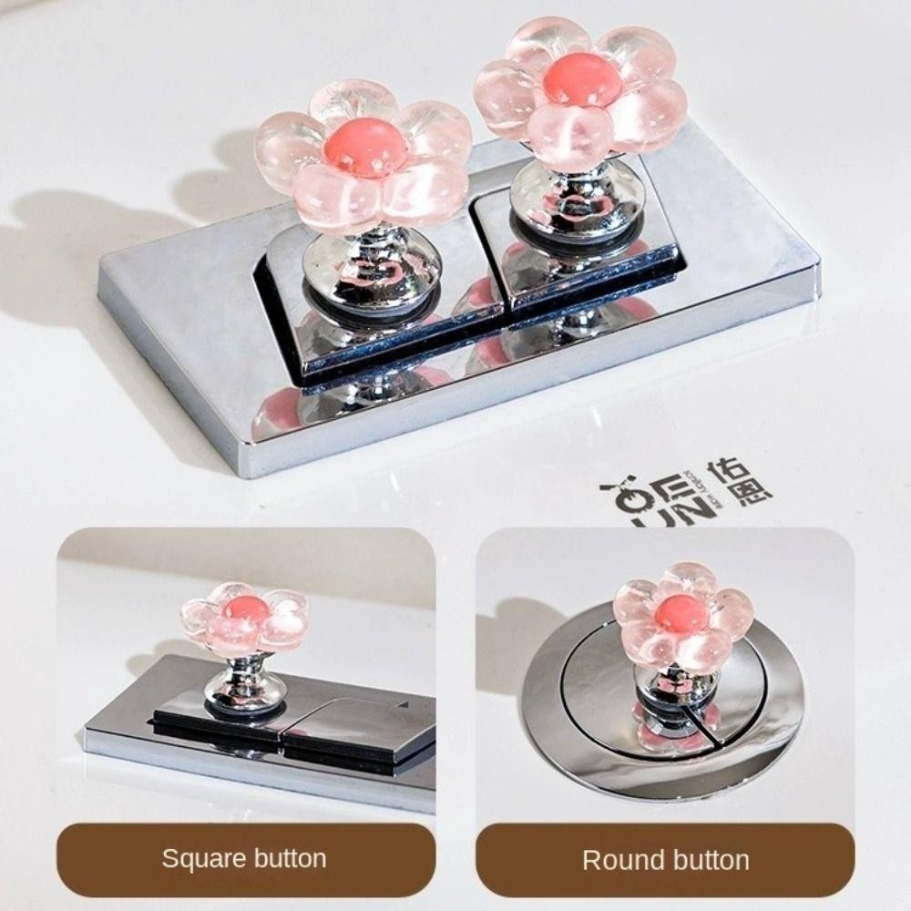 YUUKII 1 / 2 Nút xả bồn cầu, Nút bồn cầu Tiết kiệm nhân công Nắp bồn cầu nâng, Tay cầm ngăn kéo hình hoa Công tắc xả phòng tắm