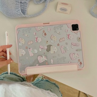 Vỏ gấp ba lần cho Mini6 Mini7 A17Pro iPad 5 6 7 8 9 10th 11th A16 Air4 Air5 Air6 10.9 "Pro10.5 Pro11 Pro12,9 2018 Air Pro 11 13 2024 Vỏ da họa tiết chó con màu hồng đáng yêu