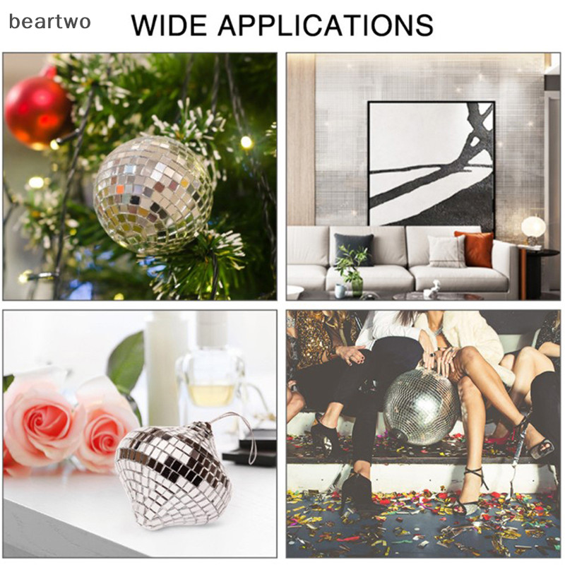 < Beartwo > Nhãn dán gạch khảm gương DIY Nhãn dán tường Acrylic vuông tự dính đẹp