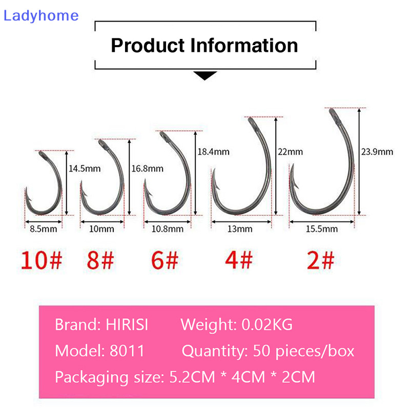 Lady Hirisi 50 Chiếc Móc Đóng Hộp Thép Gai Đa Loại Móc Cá Chép Móc Câu Cá VN