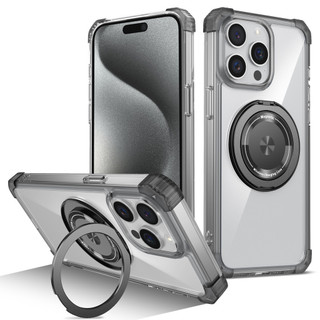 Dành cho iphone 15 Pro Max / 14 / 13 Pro Max Ốp điện thoại trong suốt 360°Chân đế vòng từ tính xoay được Chống sốc Vỏ mỏng trong suốt